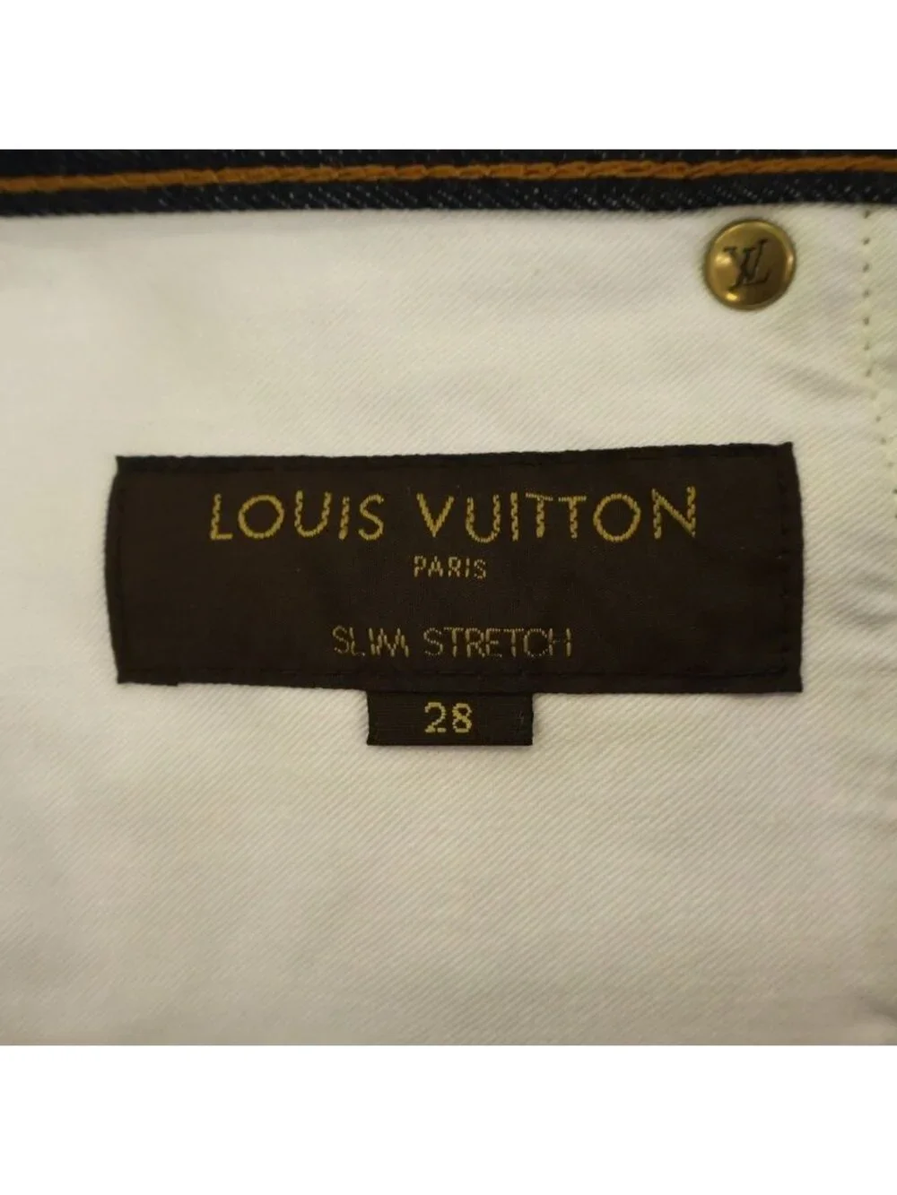 Louis Vuitton Slim Stretch Pants Monogram Patch Denim Indigo